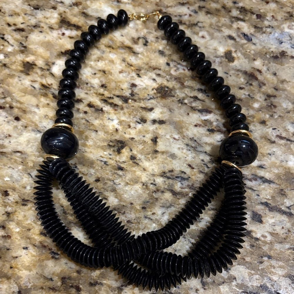 Trifari Black Beaded Necklace